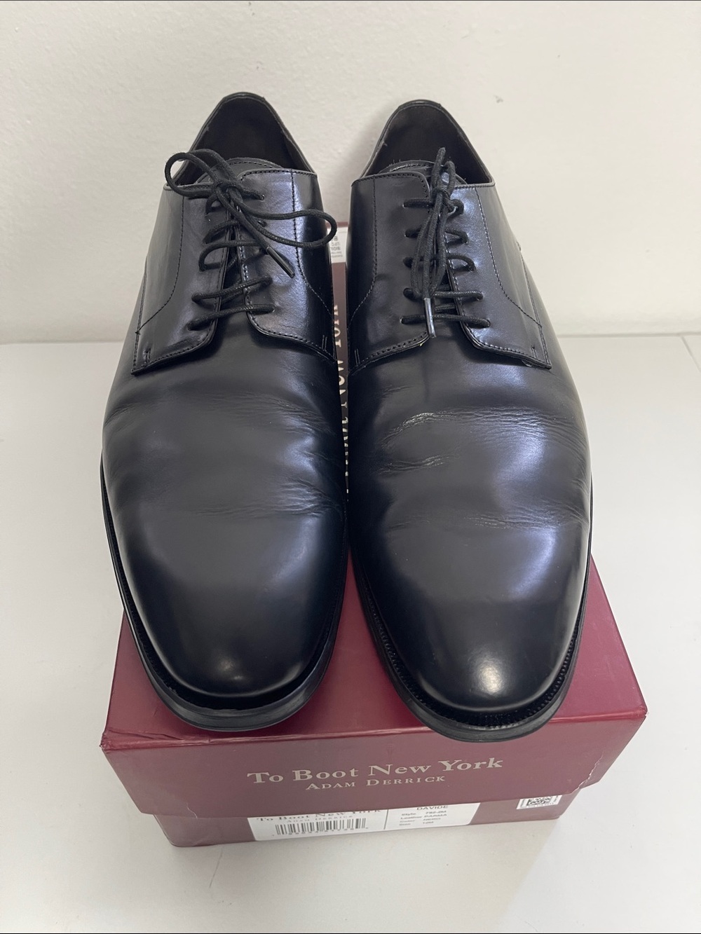 To Boot New York Men's Black Leather Lace Up Davide Plain Toe Oxfords Size 12
